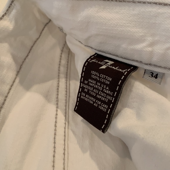 7 for all mankind white denim “standard” fit button fly jean. Straight leg - Picture 3 of 7